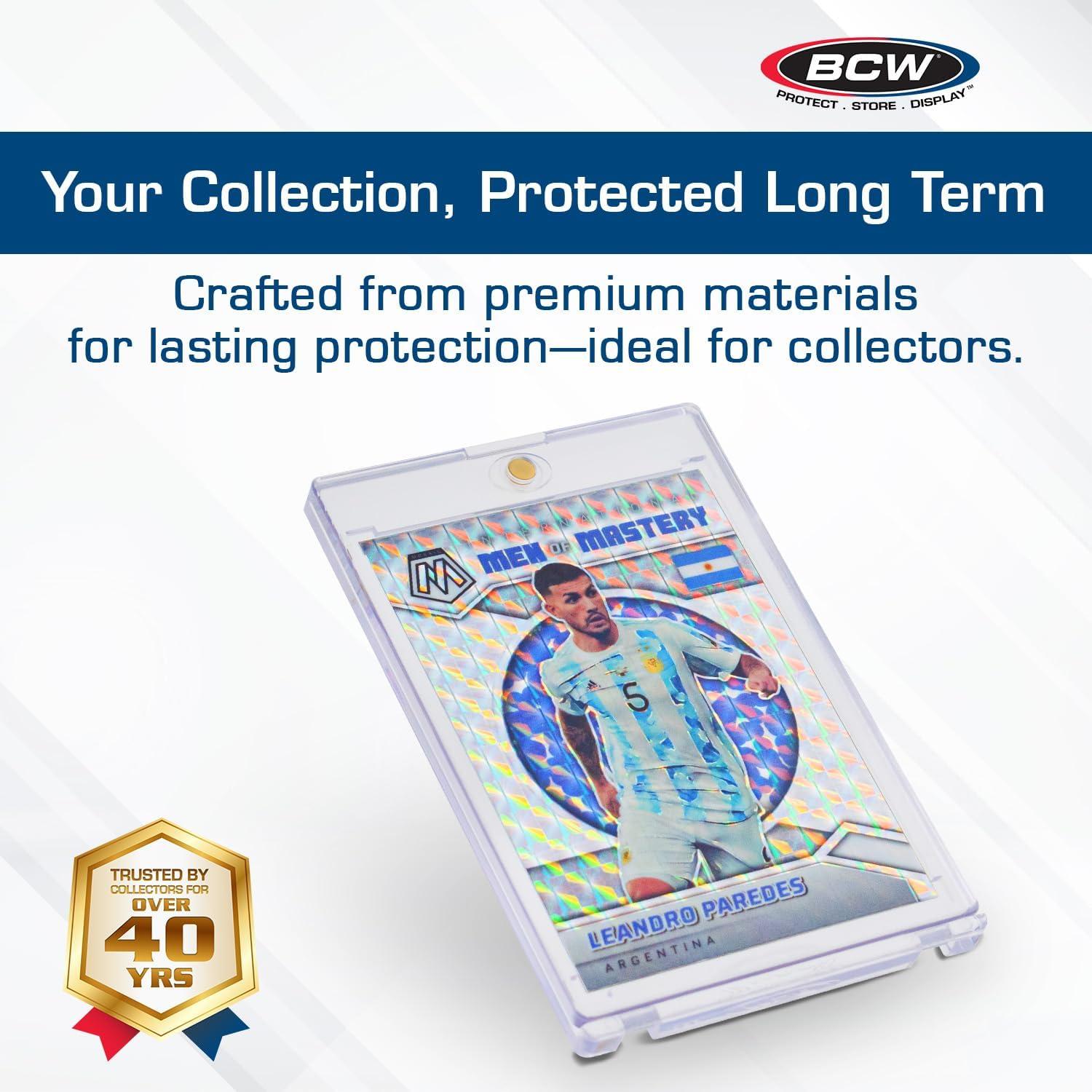 image:imageBCW Magnetic Card Holder 35 PT Thickness 40 Pack Protective Display Card Case with Secure Gold Magnet Closure UV Protection Quick Access Design for Sports Gaming and Collectible Cards