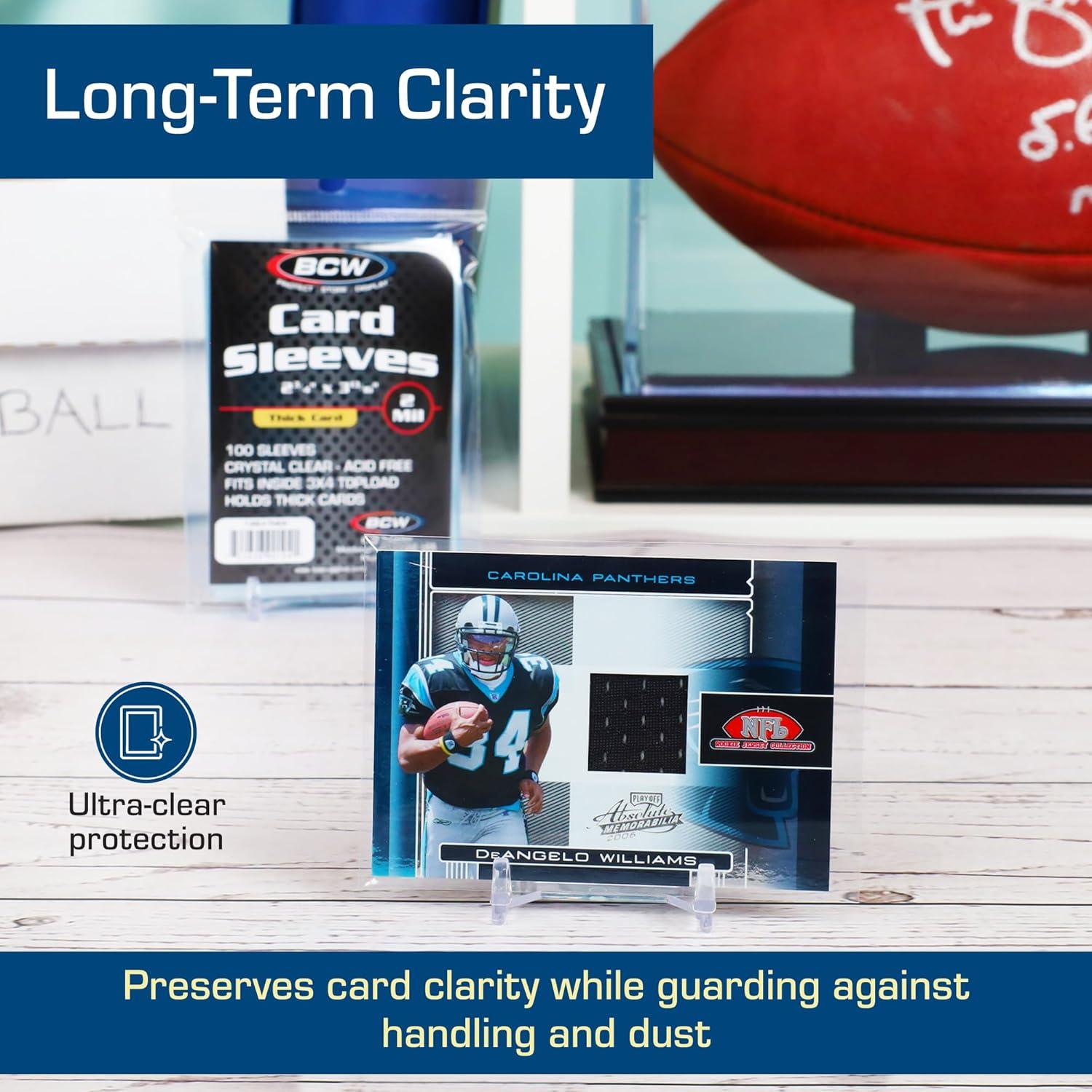 image:imageBCW Thick Trading Card Sleeve 500 ct Crystal Clear Polypropylene Protective Sleeves for Collectible Cards Card Protector Sleeves Holds Trading Cards Up To 240pt Fits ThickCard Topload Holders