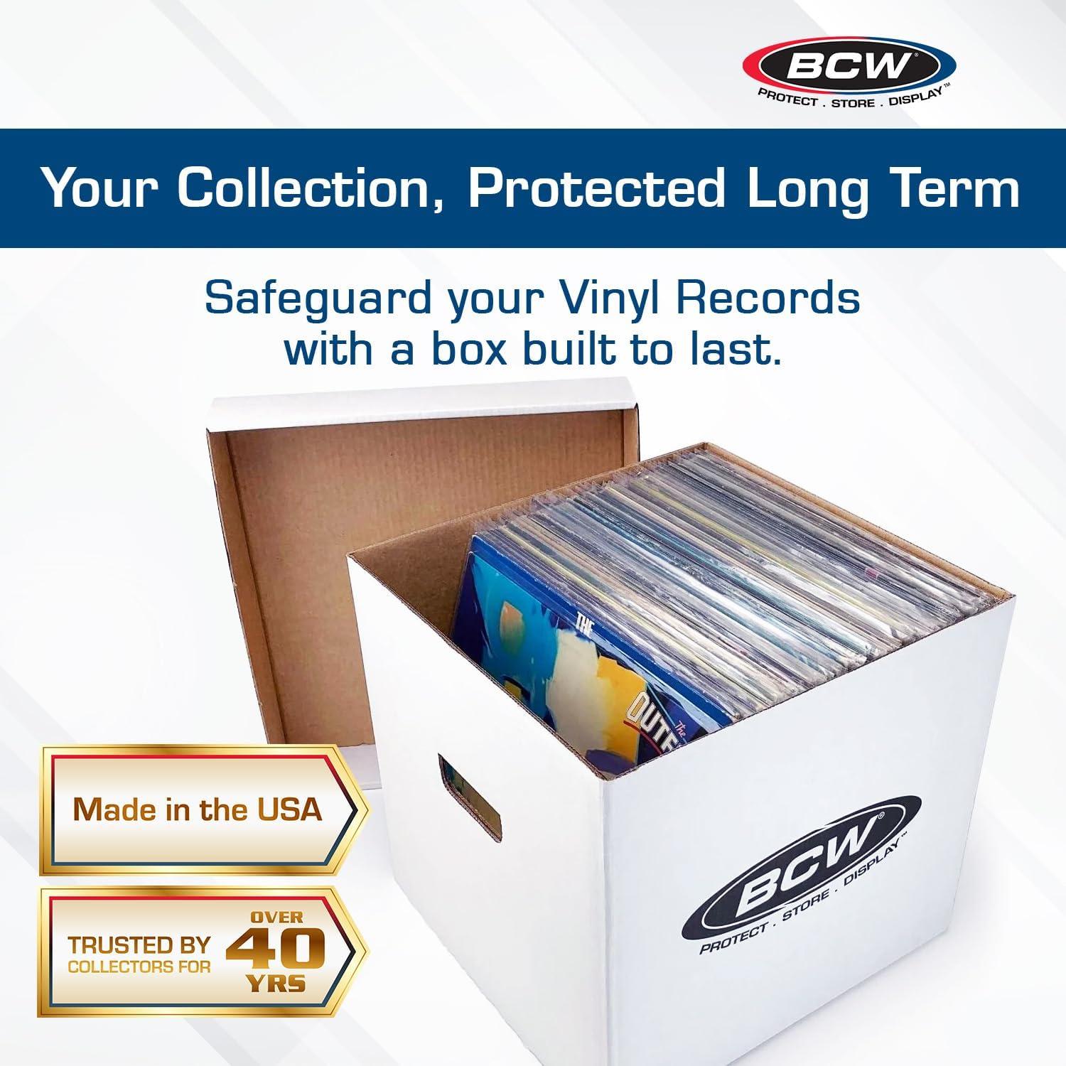 image:imageBCW Vinyl Record Storage Boxes 2 Pack Holds 65 LPs Each Stackable Vinyl Record Storage Box with Reinforced Bottom amp Handles Archival Record Organizer for 12Inch Albums DJs amp Collectors