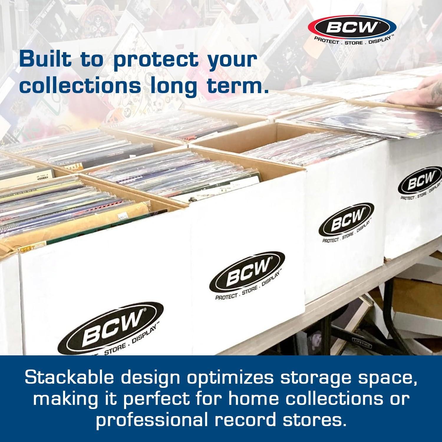 image:imageBCW Vinyl Record Storage Boxes 2 Pack Holds 65 LPs Each Stackable Vinyl Record Storage Box with Reinforced Bottom amp Handles Archival Record Organizer for 12Inch Albums DJs amp Collectors