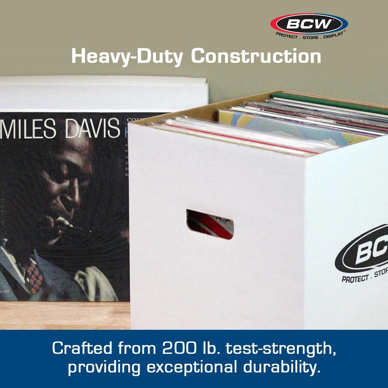 image:imageBCW Vinyl Record Storage Boxes 2 Pack Holds 65 LPs Each Stackable Vinyl Record Storage Box with Reinforced Bottom amp Handles Archival Record Organizer for 12Inch Albums DJs amp Collectors