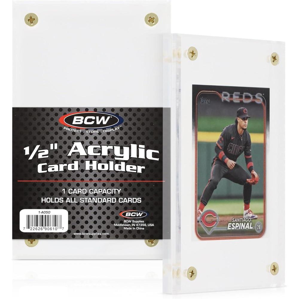image:imageBCW 12 Inch Acrylic Card Holder 1 Pack Clear Acrylic Trading Card Display Fits Most Trading Card Sizes Beveled Edge Collectible Card Display Case1 Pack