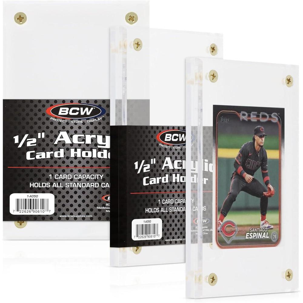 image:imageBCW 12 Inch Acrylic Card Holder 1 Pack Clear Acrylic Trading Card Display Fits Most Trading Card Sizes Beveled Edge Collectible Card Display Case2 Pack