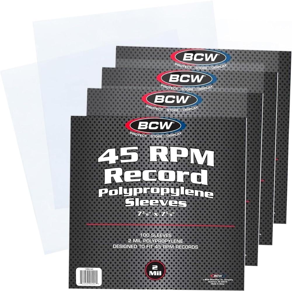 image:imageBCW 45 RPM Record Sleeves  400 Count  Fits Standard 7 Inch Single 45s  SnugFit 2 Mil Polypropylene Outer Sleeves  Archival Plastic Covers for Vinyl Record Storage and Protection400 Pack