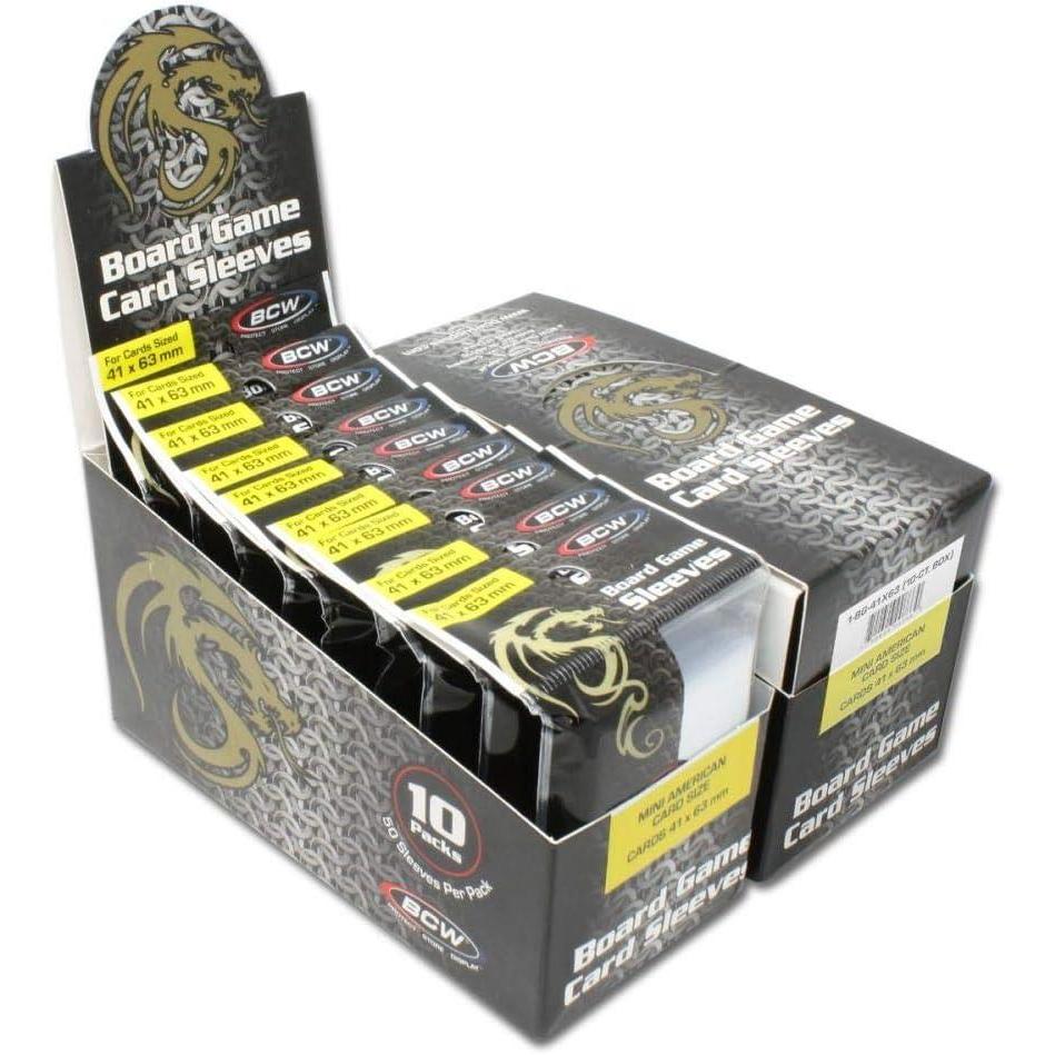 image:imageBCW AntiGlare Board Game Sleeves  500ct  41mm x 63mm  Mini American Sized  4 Mil Polypropylene  AcidFree Archival Quality  Fits Card Games  Protect and Preserve Game Cards