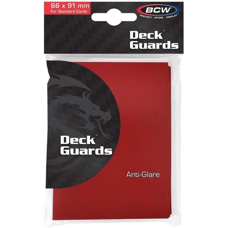 image:imageBCW Deck Guard  Double Matte Red Card Sleeves  AcidFree ArchivalSafe No PVC  AntiGlare Matte Finish  Fits Standard 2 x 3 Game Cards  Durable Deck Protector Sleeves  1 Box