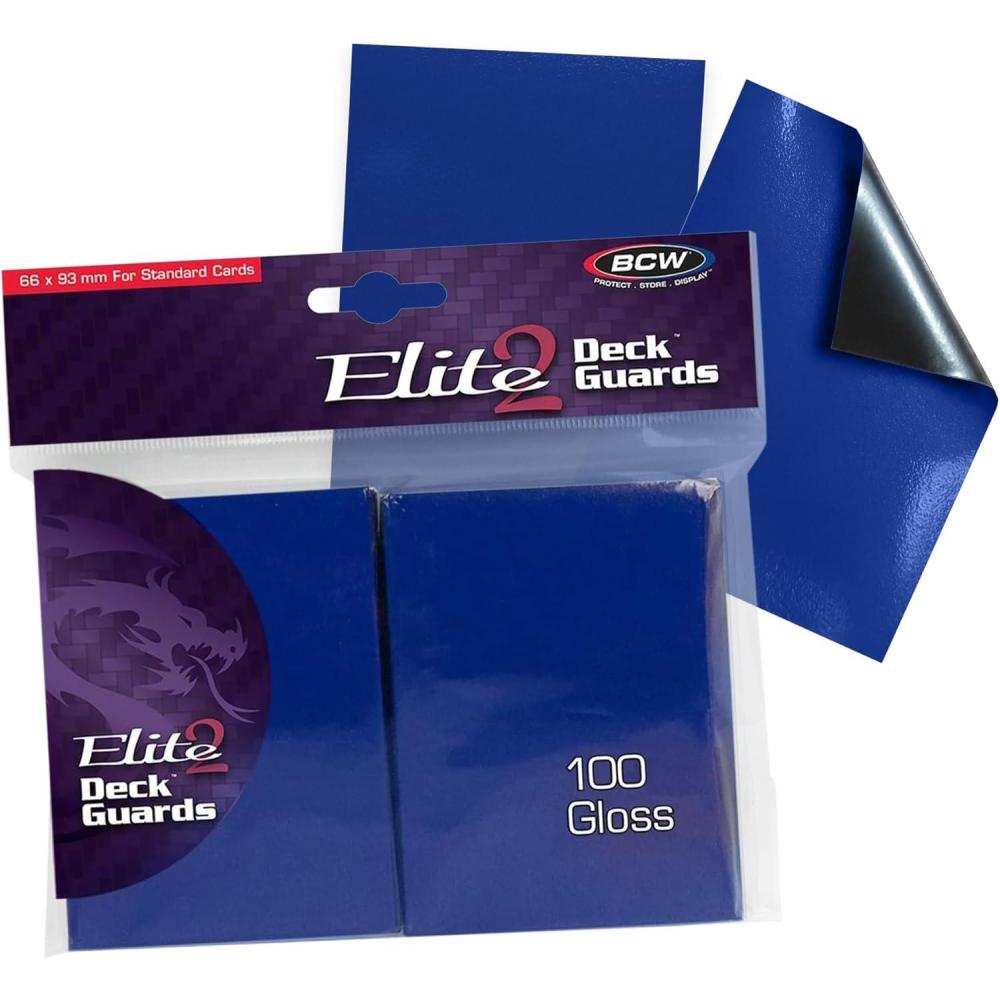 image:imageBCW Elite2 Glossy Card Sleeves Blue CrystalClear Front Textured Back Fits 25 x 35 Cards 100 Ct