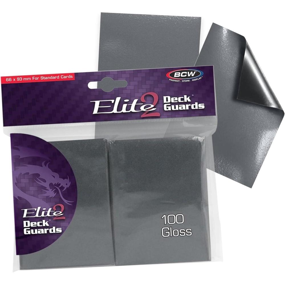 image:imageBCW Elite2 Glossy Card Sleeves Gray 100ct CrystalClear Front Textured Back Fits 25 x 35 CardsGray