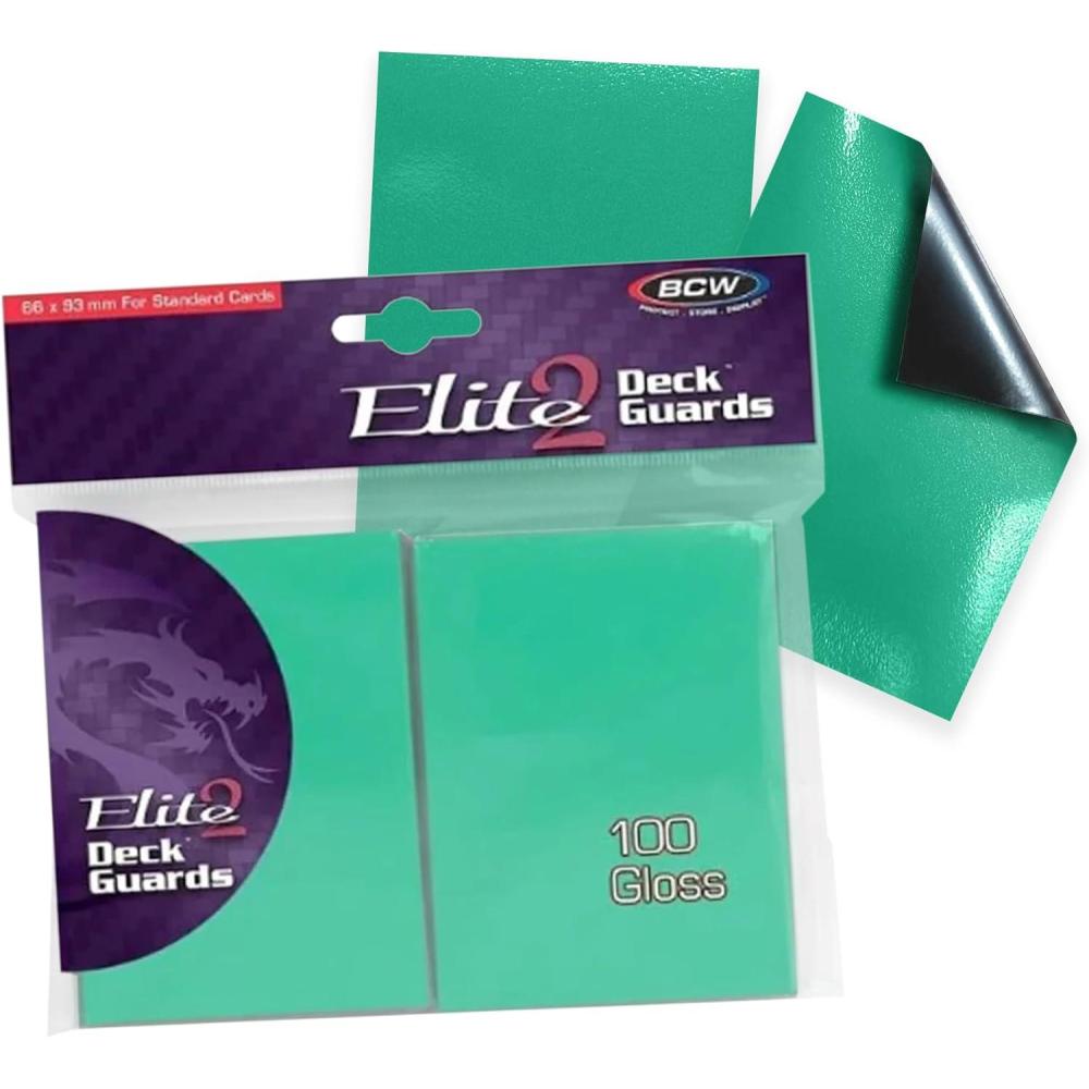 image:imageBCW Elite2 Glossy Card Sleeves Teal 100ct CrystalClear Front Textured Back Fits 25 x 35 CardsSeafoam