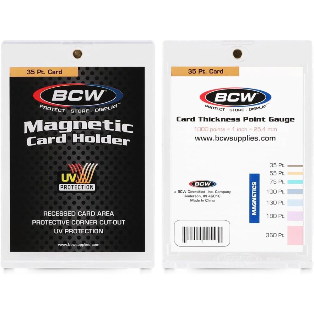 image:imageBCW Magnetic Card Holder 35 PT Thickness 40 Pack Protective Display Card Case with Secure Gold Magnet Closure UV Protection Quick Access Design for Sports Gaming and Collectible Cards