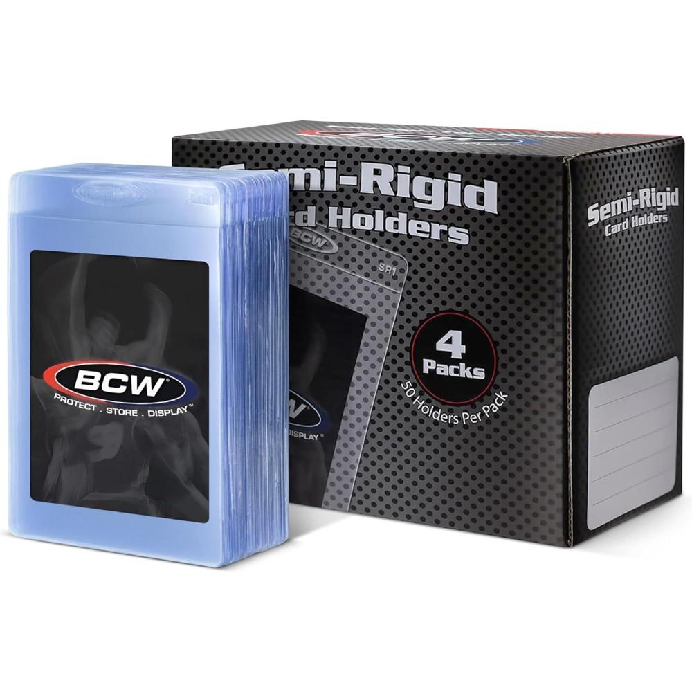 image:imageBCW Semi Rigid Card Holder 1 100 Pack Semi Rigid Card Sleeves for Grading Preparation Protective Holders for Sports amp Trading Cards200