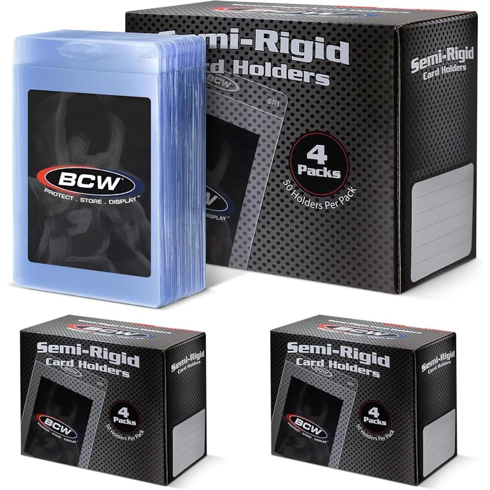 image:imageBCW Semi Rigid Card Holder 1 100 Pack Semi Rigid Card Sleeves for Grading Preparation Protective Holders for Sports amp Trading Cards400
