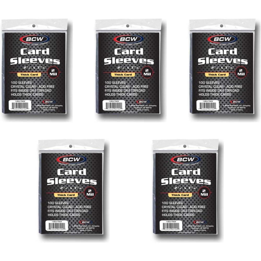 image:imageBCW Thick Trading Card Sleeve  500 ct  Crystal Clear Polypropylene Protective Sleeves for Collectible Cards  Card Protector Sleeves Holds Trading Cards Up To 240pt  Fits ThickCard Topload Holders