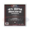 BCW 1-PRJ45-SC-NH Bcw Record Jacket 45 RPM – Sq Corners – No Hole