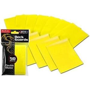 50 Premium Yellow Double Matte Deck Guard Sleeve Protectors for Gaming Cards like Magic The Gathering MTG, Pokemon, YU-GI-OH!, & More.