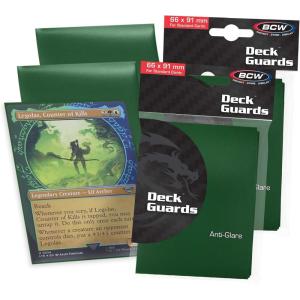 BCW 2 50ct Packs (100) Mat Deck Guard GREEN DOUBLE MATTE Finish for Standard Size Collectible Cards – Deck Protector Sleeves for MTG Magic the Gathering Pokemon L5R WOW [2-Pack Bundle] by BCW Gaming