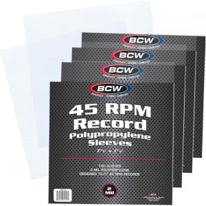 BCW 45 RPM Record Sleeves – 400 Count | Fits Standard 7 Inch Single 45s | Snug-Fit 2 Mil Polypropylene Outer Sleeves | Archival Plastic Covers for Vinyl Record Storage and Protection(400 Pack)