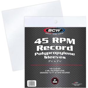 BCW 45 RPM Record Sleeves – 400 Count | Fits Standard 7 Inch Single 45s | Snug-Fit 2 Mil Polypropylene Outer Sleeves | Archival Plastic Covers for Vinyl Record Storage and Protection(1 Pack)
