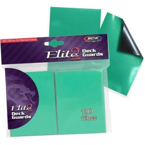 BCW Elite2 Glossy Card Sleeves – Seafoam | Crystal-Clear Front | Textured Back | Fits 2.5″ x 3.5″ Cards – 100 Ct