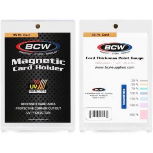 BCW Magnetic Card Holder – 35 PT Thickness – 40 Pack | Protective Display Card Case with Secure Gold Magnet Closure | UV Protection, Quick Access Design for Sports, Gaming, and Collectible Cards