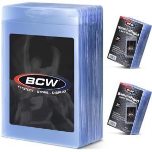 BCW Semi Rigid Card Holder #1 | 100 Pack | Semi Rigid Card Sleeves for Grading Preparation | Protective Holders for Sports & Trading Cards(100)