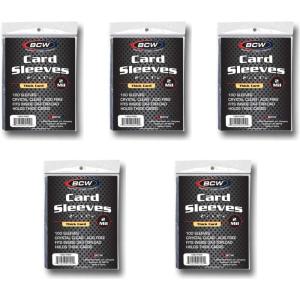 BCW Thick Trading Card Sleeve – 500 ct | Crystal Clear Polypropylene Protective Sleeves for Collectible Cards | Card Protector Sleeves Holds Trading Cards Up To 240pt | Fits Thick-Card Topload Holders