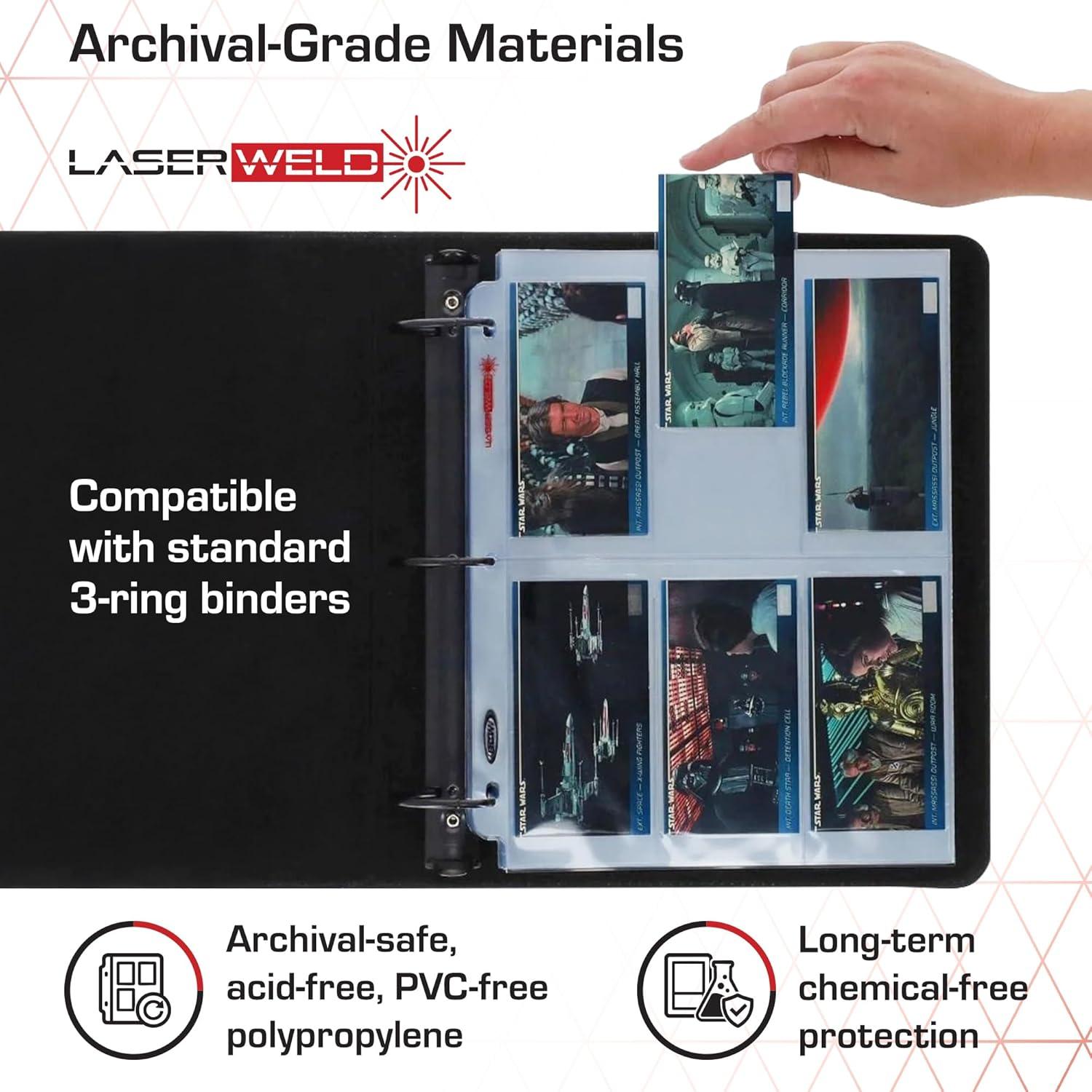 image:imageBCW LaserWeld 6Pocket Pages 50 Pack Trading Card Binder Pages for Tall Boy amp Widevision Cards AcidFree PVCFree LaserWelded Card Storage Sheets50 Pack