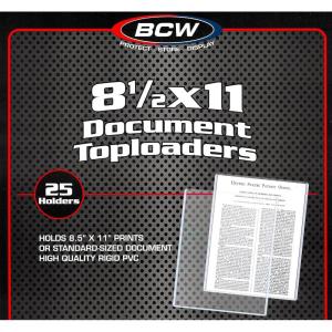 BCW 100 8.5X11 Photo Sleeves and Toploaders