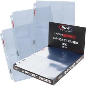 BCW LaserWeld® 6-Pocket Pages | 50 Pack | Trading Card Binder Pages for Tall Boy & Widevision Cards | Acid-Free, PVC-Free, Laser-Welded | Card Storage Sheets(100 Pack)