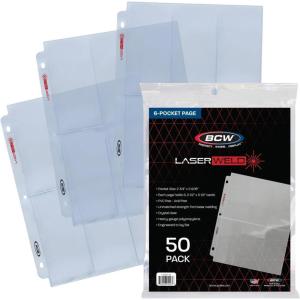 BCW LaserWeld® 6-Pocket Pages | 50 Pack | Trading Card Binder Pages for Tall Boy & Widevision Cards | Acid-Free, PVC-Free, Laser-Welded | Card Storage Sheets(50 Pack)