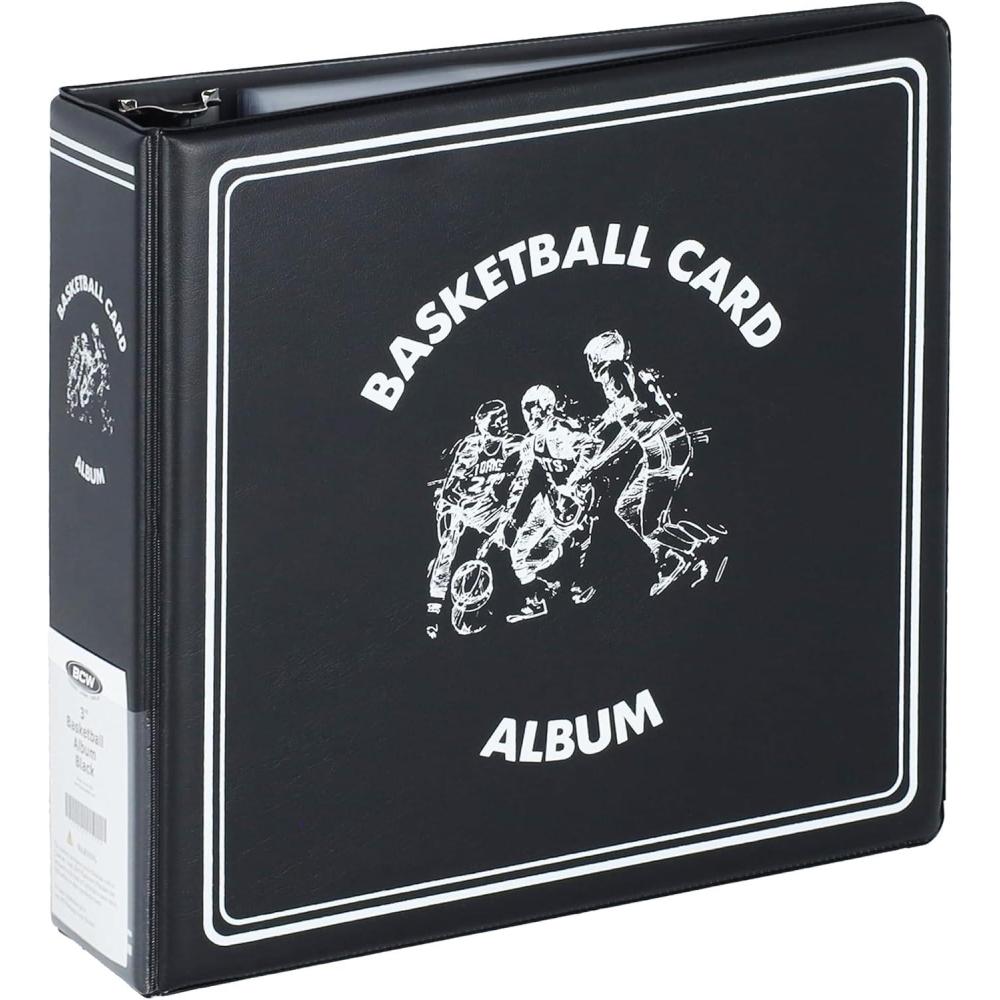 image:imageBCW 3Inch Basketball Album Black Durable Binder for 90 Protective Pages HeavyDuty DRing Ideal for Basketball Card Collectors Storage and ProtectionBasketball