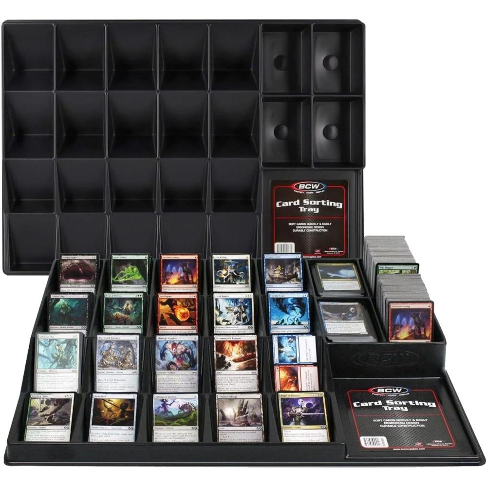 image:imageBCW Card Sorting Tray 2 ct 24Cell Trading Card Organizer for TCG amp Sports Cards Compatible with Popular Games Like Pokmon Baseball and Magic Cards Lightweight Card Sorter Tray2 Pack