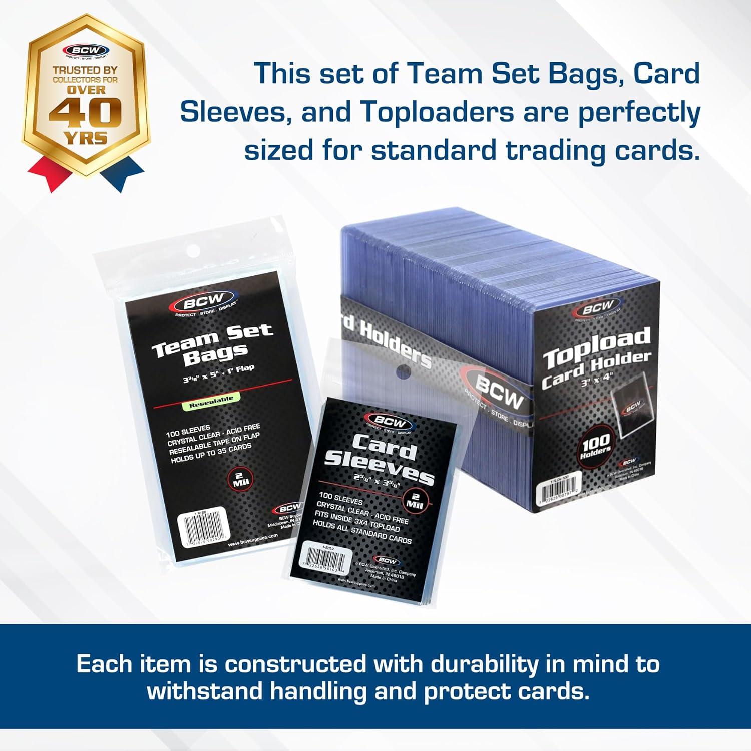 image:imageBCW Resealable Team Set Bags Standard Card Sleeves amp 3x4 Topload Card Holders Combo Protection for Sports amp Trading Cards AcidFree Archival Quality Perfect for Pokemon Baseball amp More