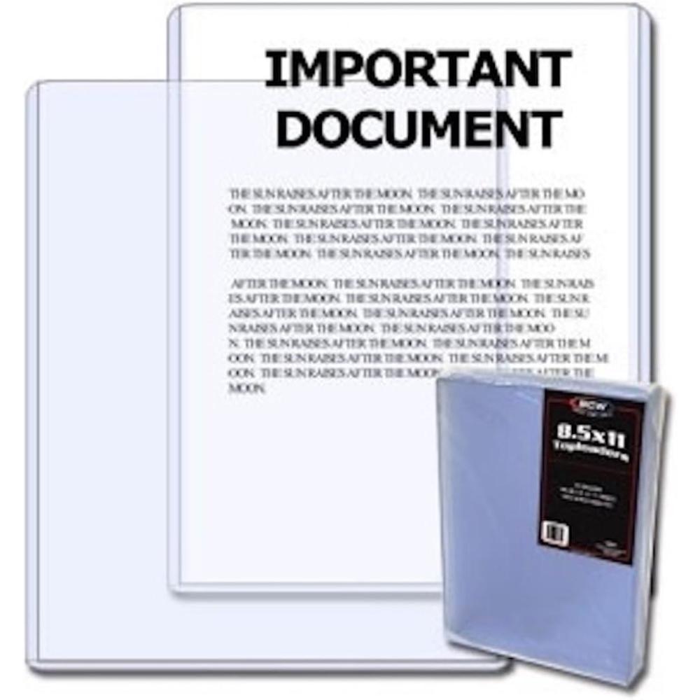 image:imageBCW Premium 85x11 Topload Holder 50ct Rigid PVC No Harmful Additives Protects Photos Prints and Work Papers Crystal Clear Display Document Toploader Clear Plastic Document Holder