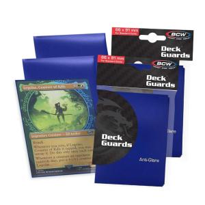 BCW Deck Guard – Double Matte Blue Card Sleeves | Acid-Free, Archival-Safe, No PVC | Anti-Glare Matte Finish | Fits Standard 2½” x 3½” Game Cards | Durable Deck Protector Sleeves | 100 Ct