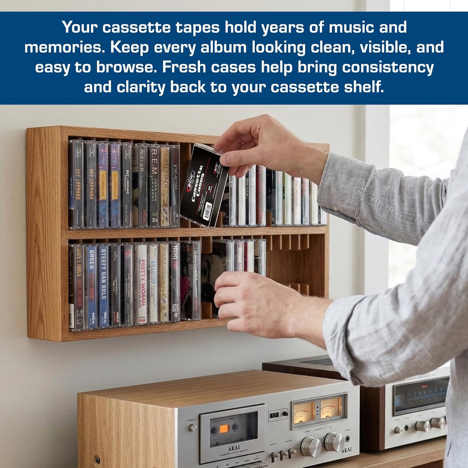 image:imageBCW Cassette Tape Cases 10 Pack Black Replacement Audio Cassette Cases Protect amp Store Standard Cassette Tapes Durable Plastic Storage for Music amp Blank TapesClear