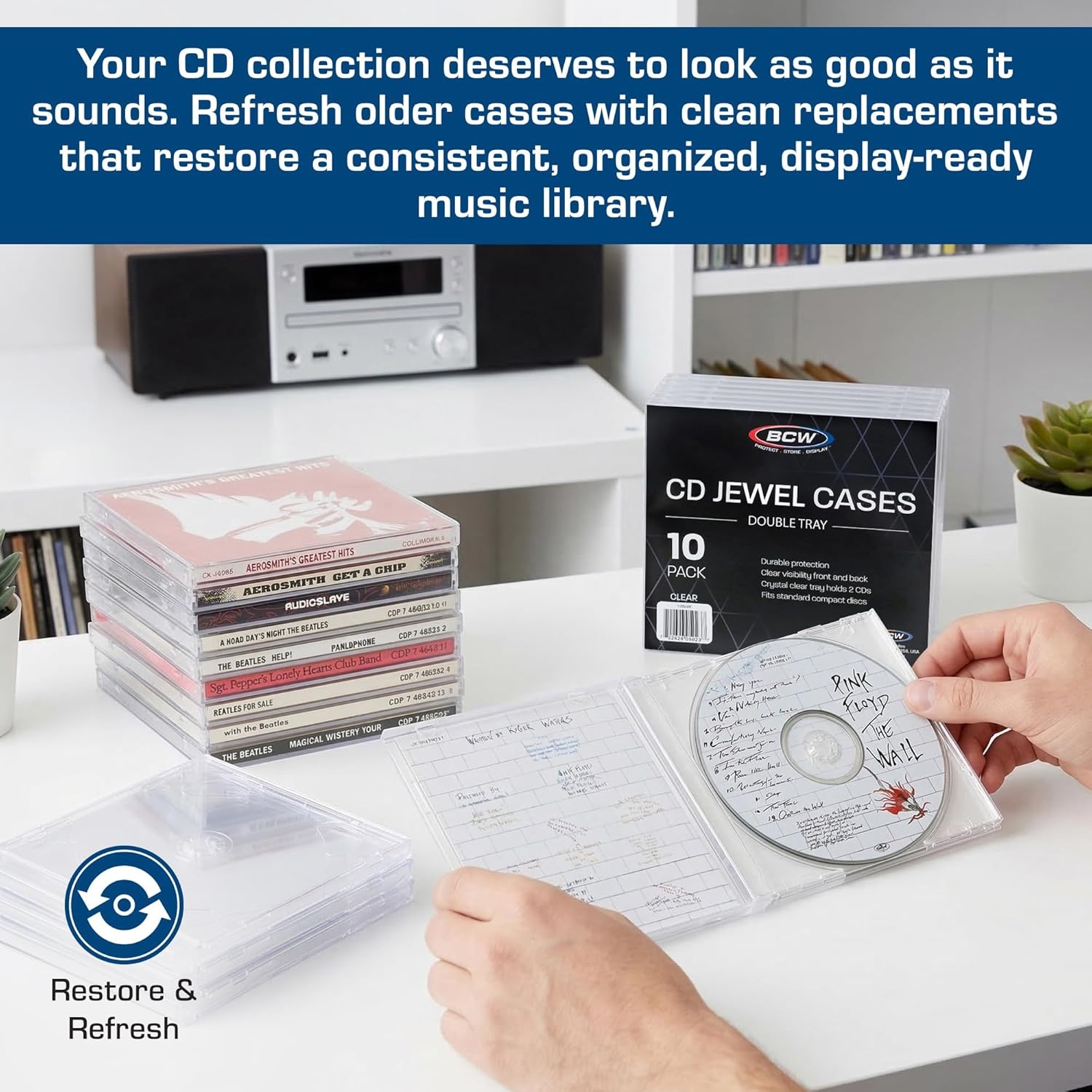 image:imageBCW Double CD Jewel Cases 10 ct Clear 2 CD Jewel Case Replacement for Music amp Media Storage Durable Hard Plastic Double CD Case with Artwork Display