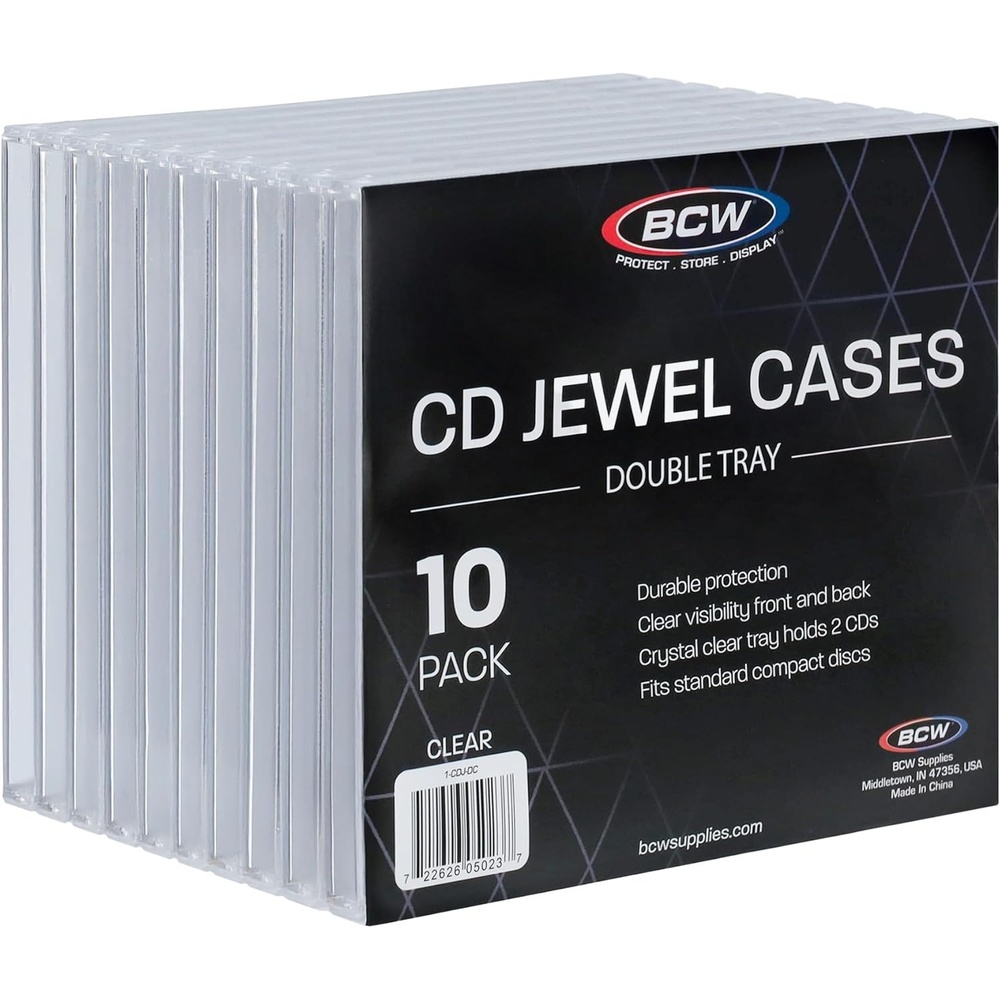 image:imageBCW Double CD Jewel Cases  10 ct  Clear 2 CD Jewel Case Replacement for Music amp Media Storage  Durable Hard Plastic Double CD Case with Artwork Display